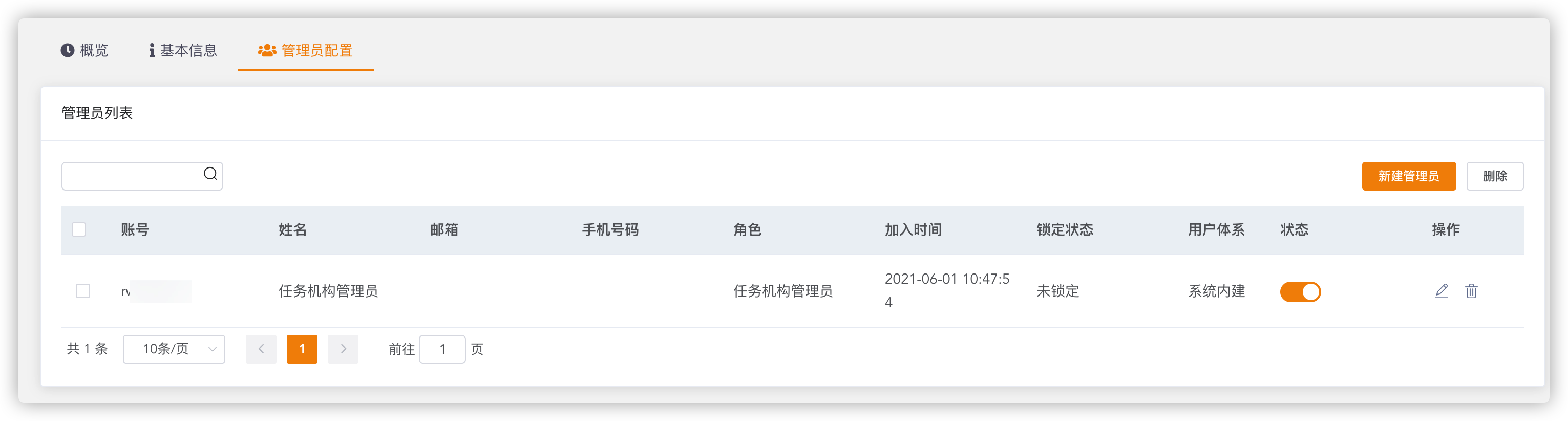 新建机构管理员